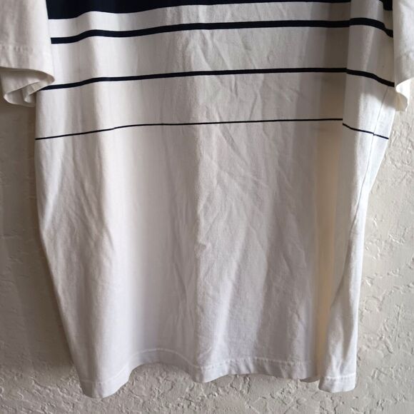 Anchor Blue Mens XL White blue  Stripe Short Sleeve Polo Shirt Y2k 90's preppy - Picture 9 of 9